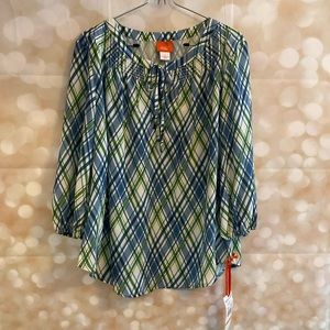 Hearts of Palm Green/Blue Blouse